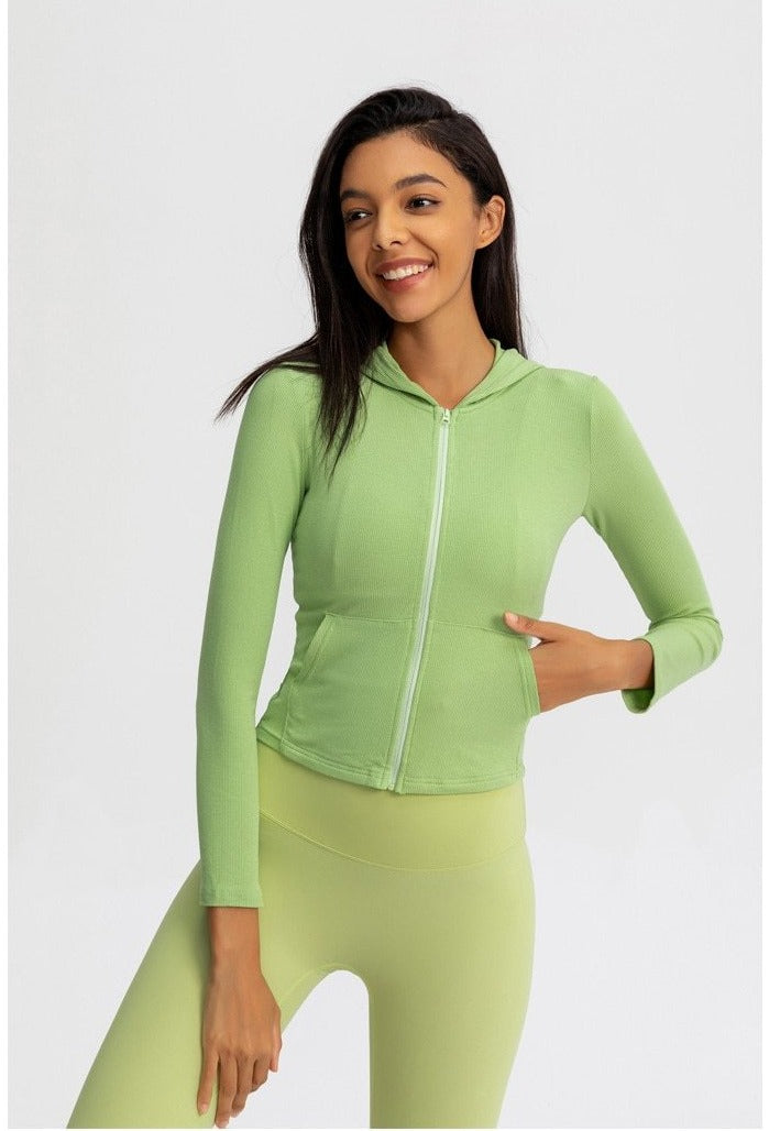 Seamless Yoga Hoodie – Women’s Long Sleeve Zipper Workout Jacket