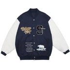 Varsity Patchwork Jacket – Embroidered High Street College Style Winter Coat
