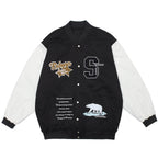 Varsity Patchwork Jacket – Embroidered High Street College Style Winter Coat